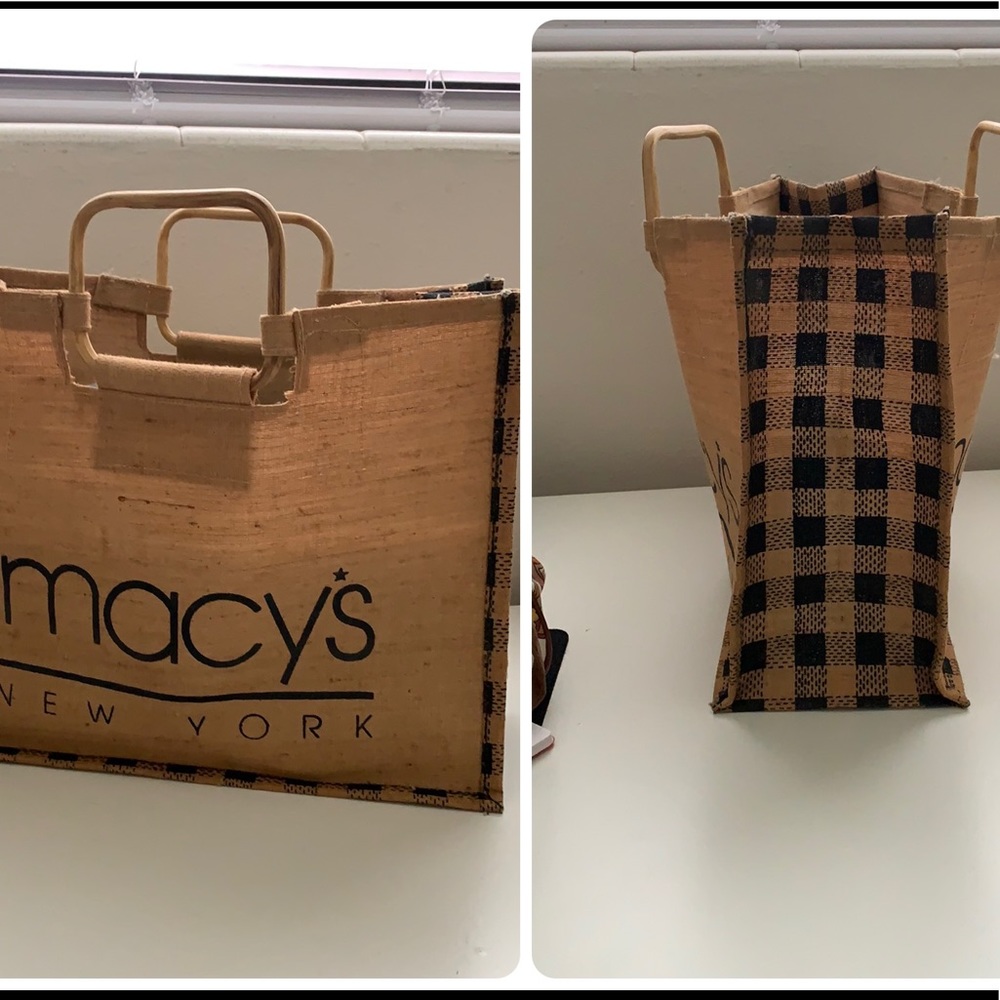 Jute/linoleum Macy's logo tote
